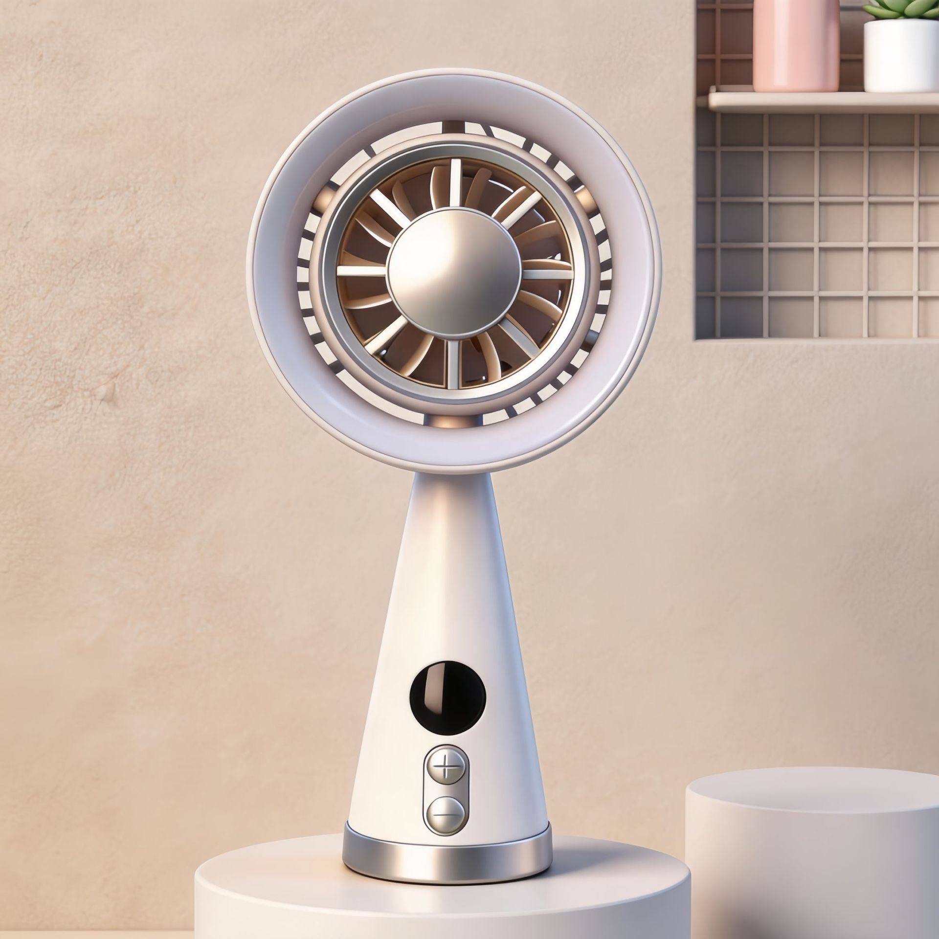 Kvinnors Portabel Minifläkt med LED-belysning och Digital Hastighetskontroll 4