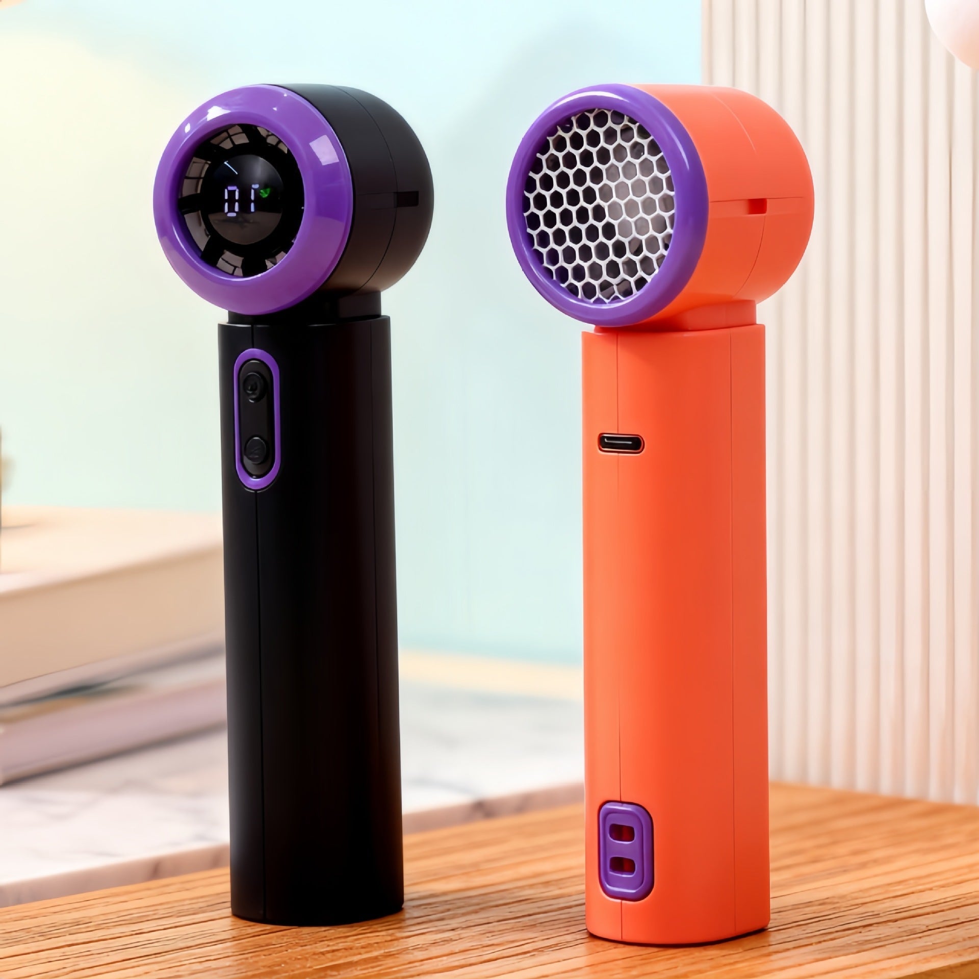 Kvinnors Portabla Minifläkt med LCD-Display och USB-Laddning 1