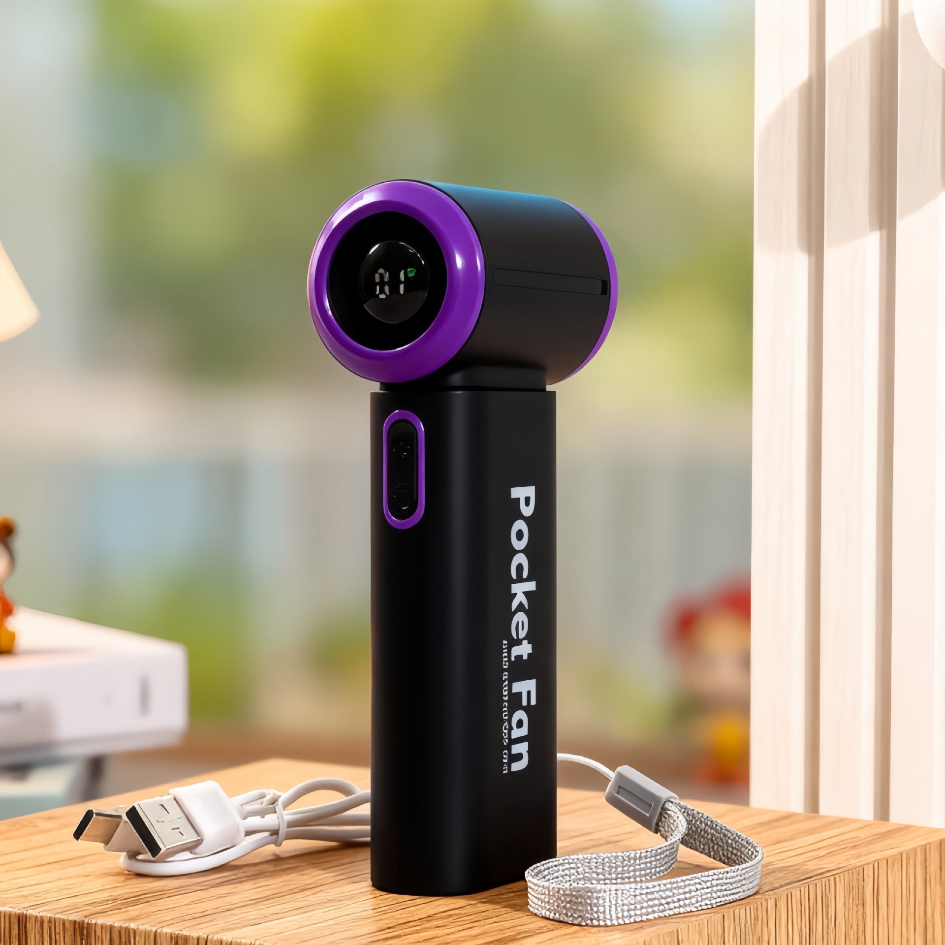 Kvinnors Portabla Minifläkt med LCD-Display och USB-Laddning 5