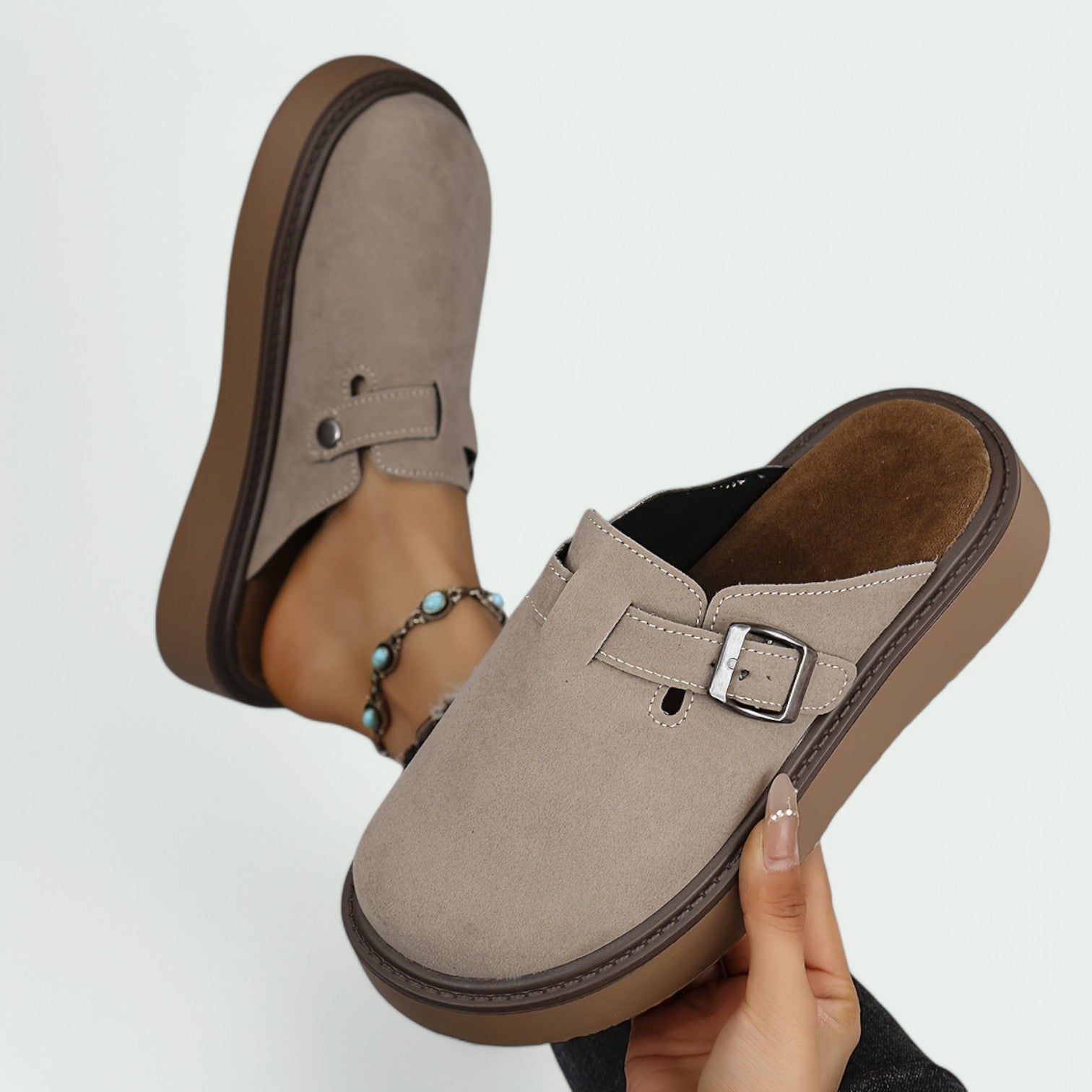 Kvinnors Retro Sandaler i PU-läder med Tjock Sula 5