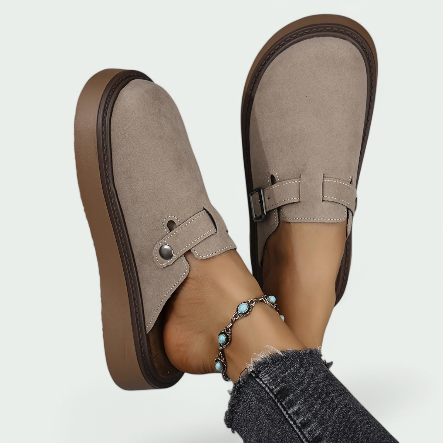 Kvinnors Retro Sandaler i PU-läder med Tjock Sula 7