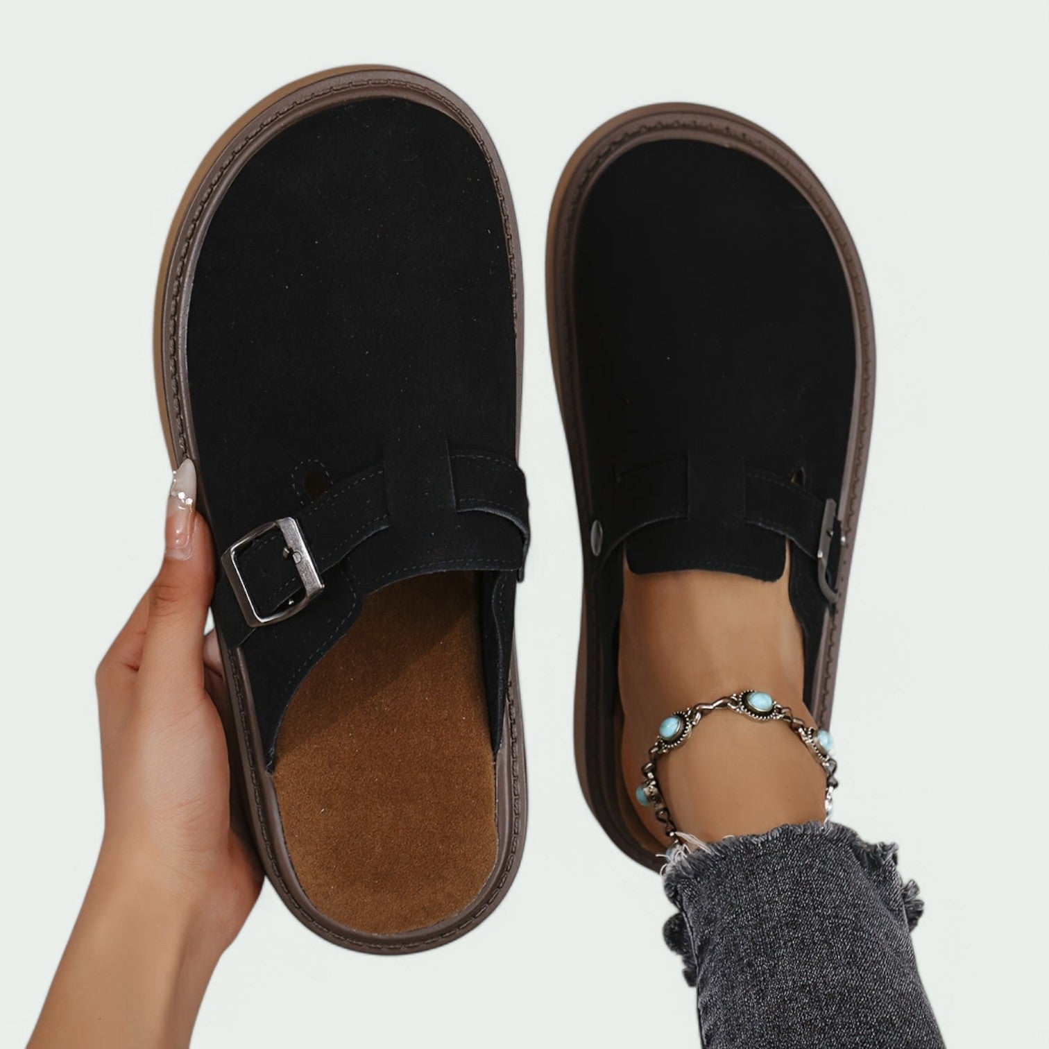 Kvinnors Retro Sandaler i PU-läder med Tjock Sula 9