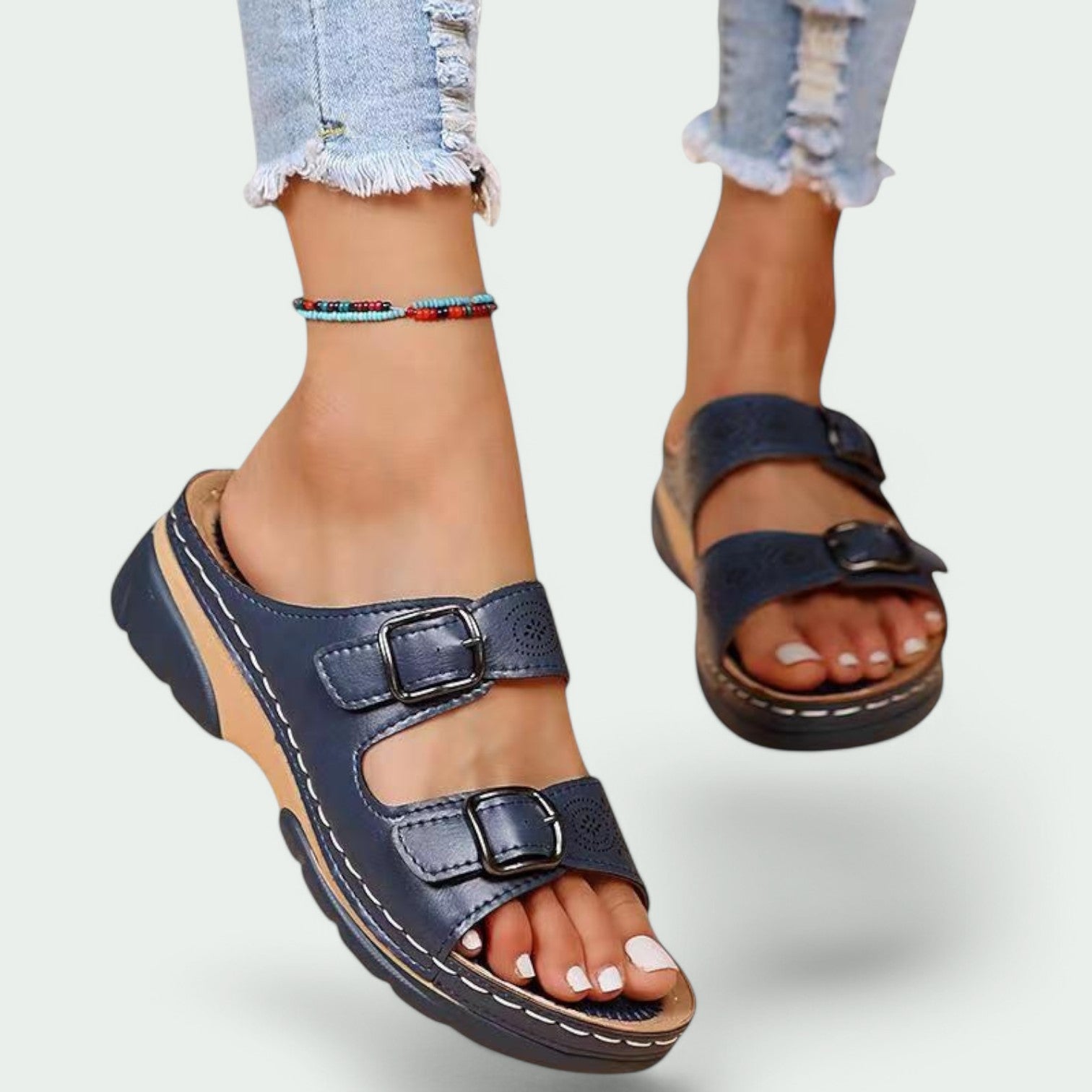 Kvinnors Sandaler Justerbar Syntetiskt Läder med Bred Klack 4