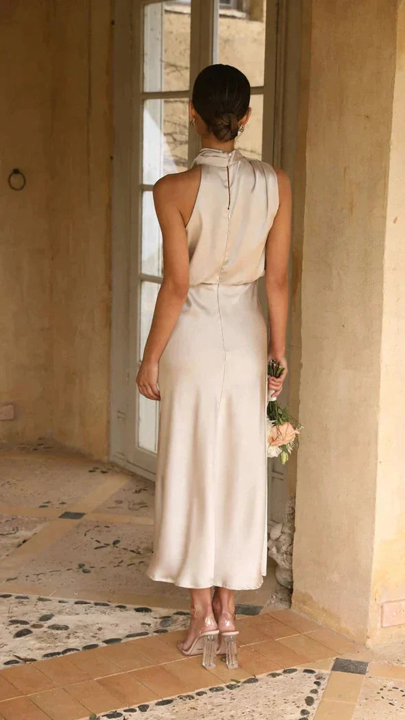 Kvinnors Satin Maxi Klänning För Formella Tillfällen 1