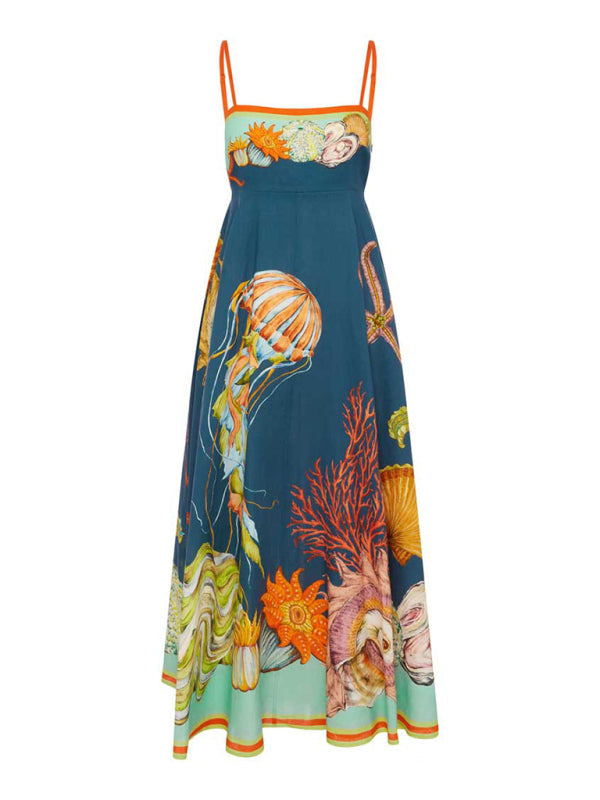 Kvinnors Semester Klänning Graffiti Bomull och Linne 2