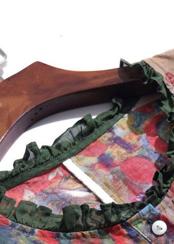 Kvinnors Semesterklänning med Volanger och Knappdetaljer 4