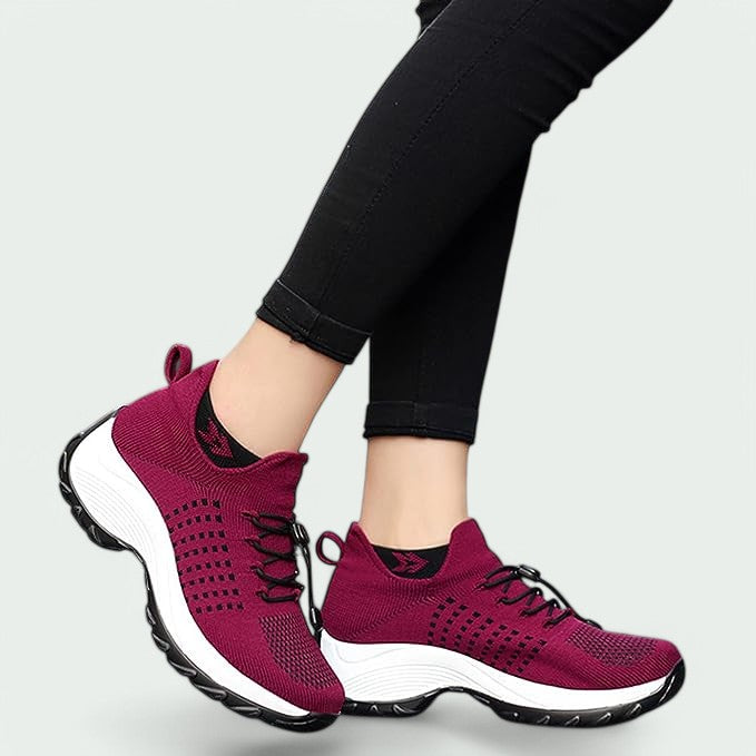 Kvinnors Sneakers Flexibla Mesh Material Andningsbar Halkfri Sula 8