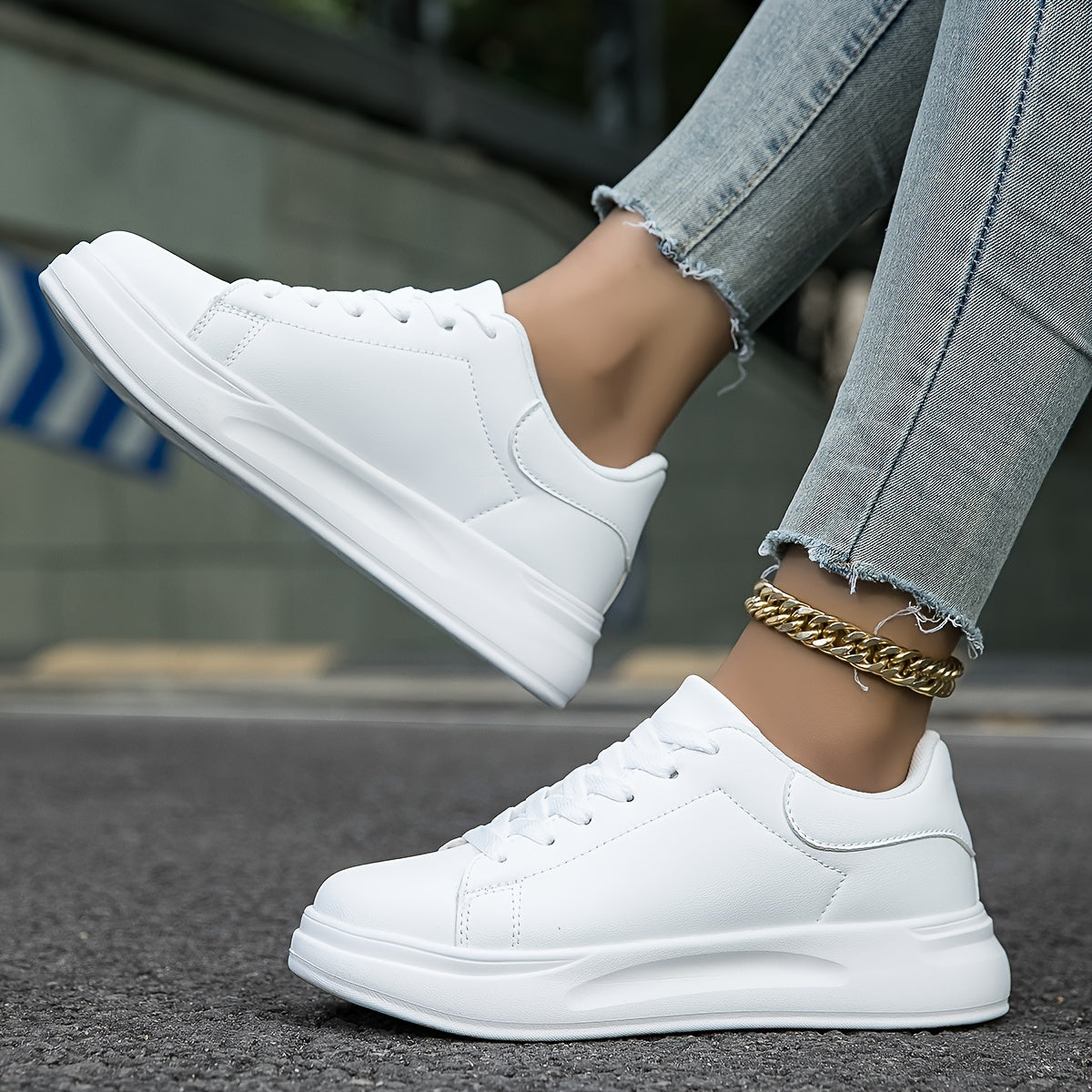 Kvinnors Sneakers i Vit Läder – Minimalistisk Casual Stil 6