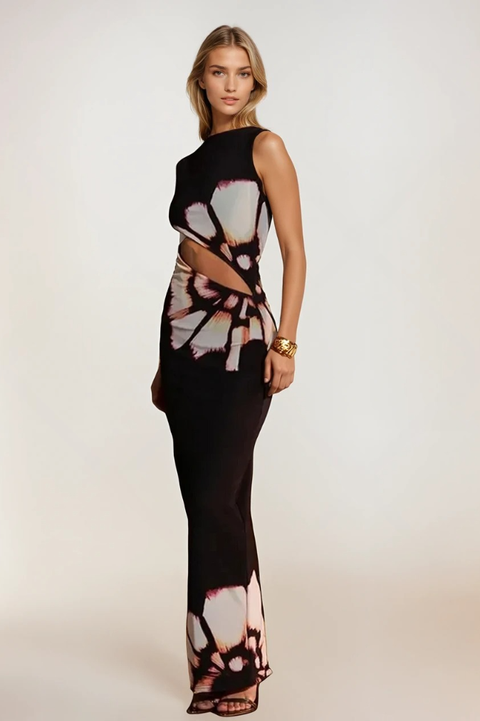 Kvinnors Sommarklänning Skulpterad Blommönster Mjuk Tyg 1