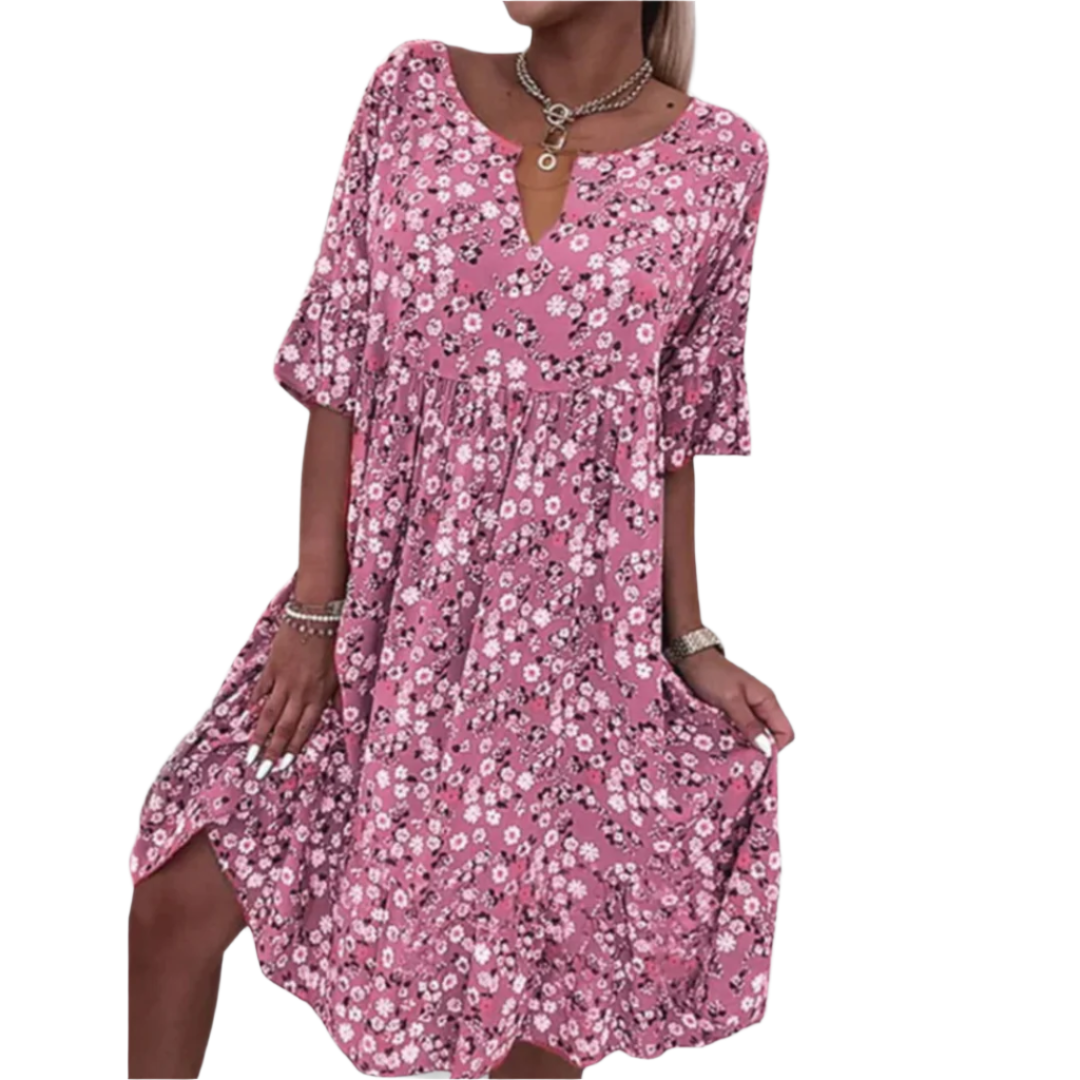 Kvinnors Sommarklänning med Blommönster och Lätt Material 0