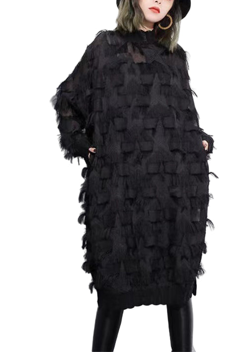 Kvinnors Spetsklänning med Fringes Trendig Design 0