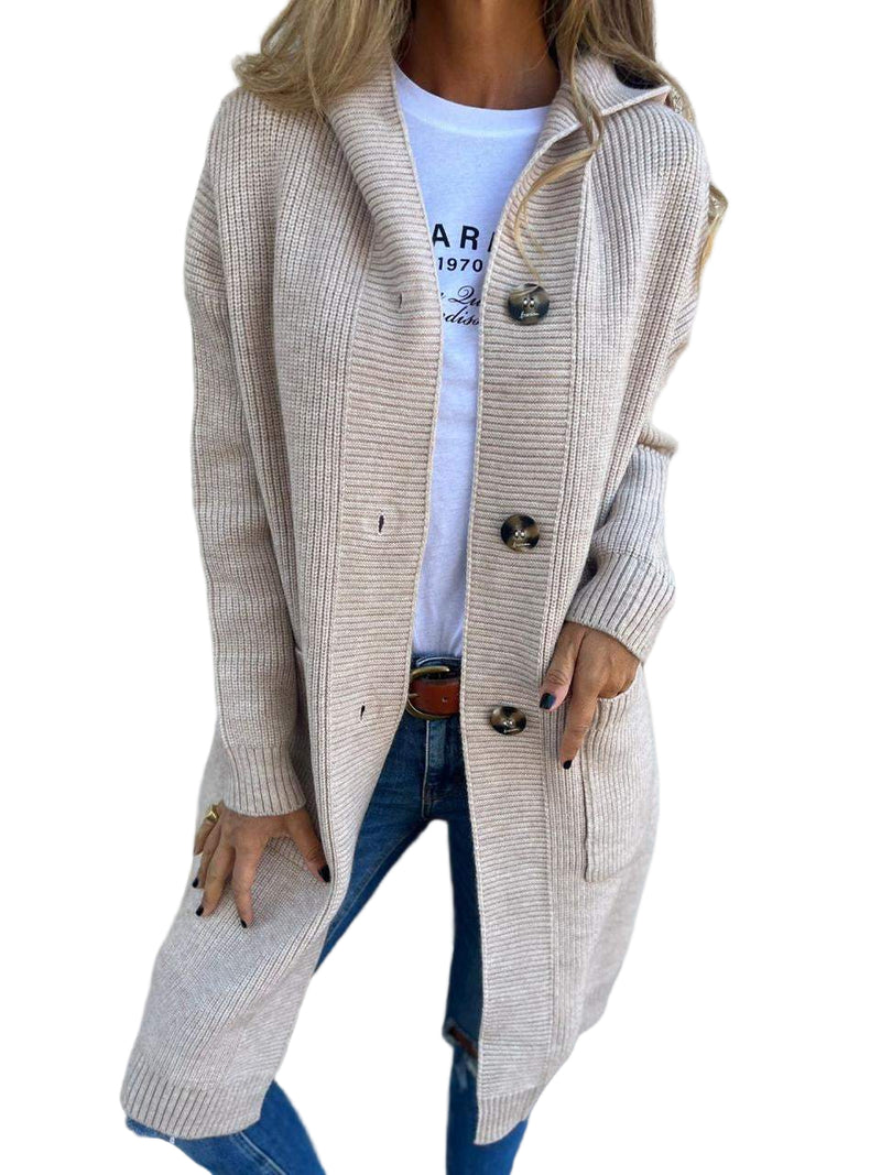 Kvinnors Stickad Cardigan Tidlös Design 0