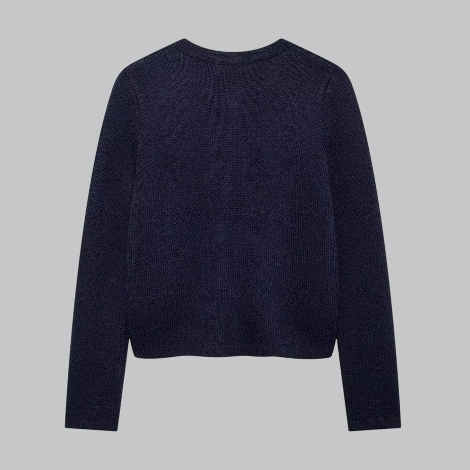 Kvinnors Stickad Kofta Med Guldknappar Stilren Design 6