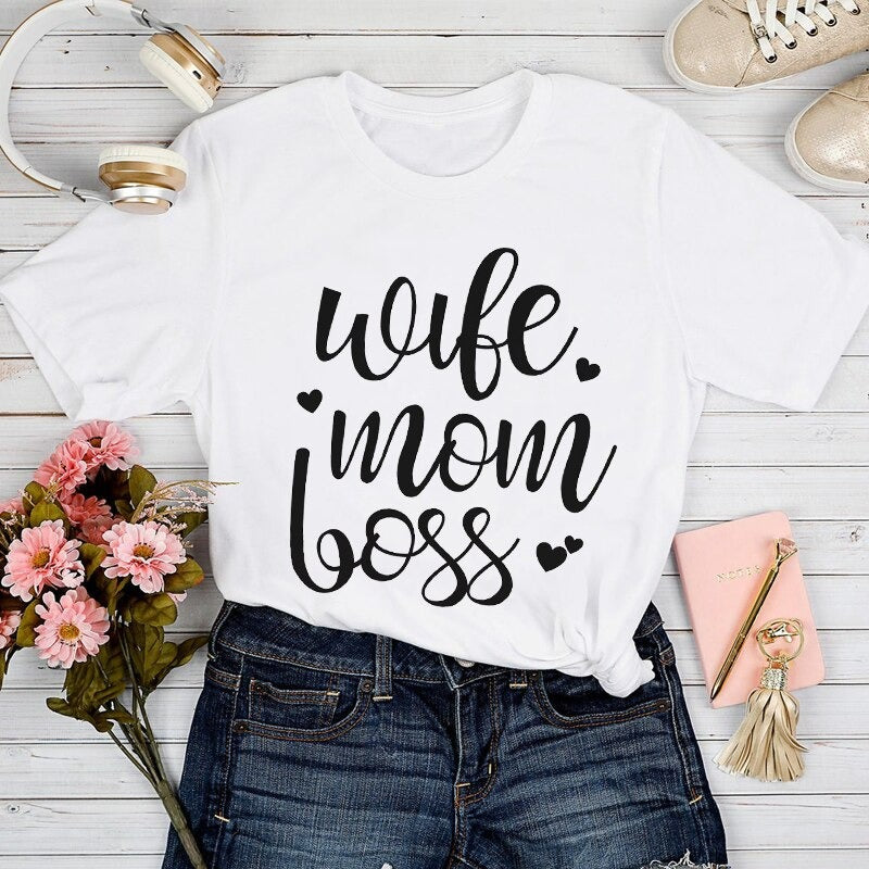 Kvinnors T-shirt Mom Life Trendig 2