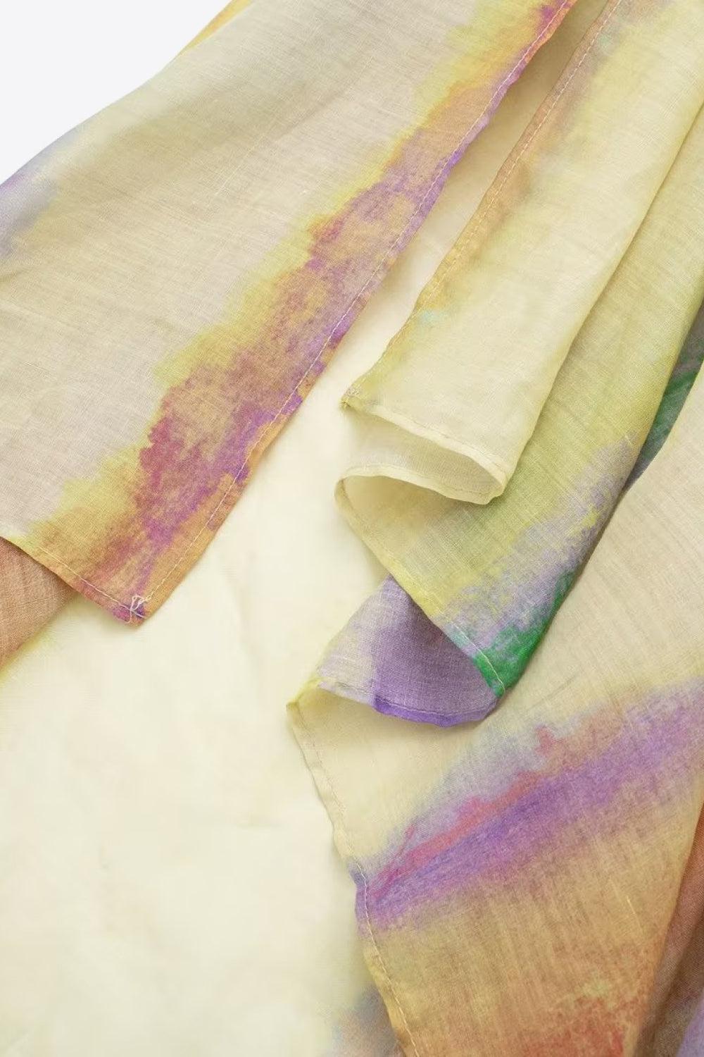 Kvinnors T-shirt Set Långa Ärmar Knyt Kjol 100% Bomull 5