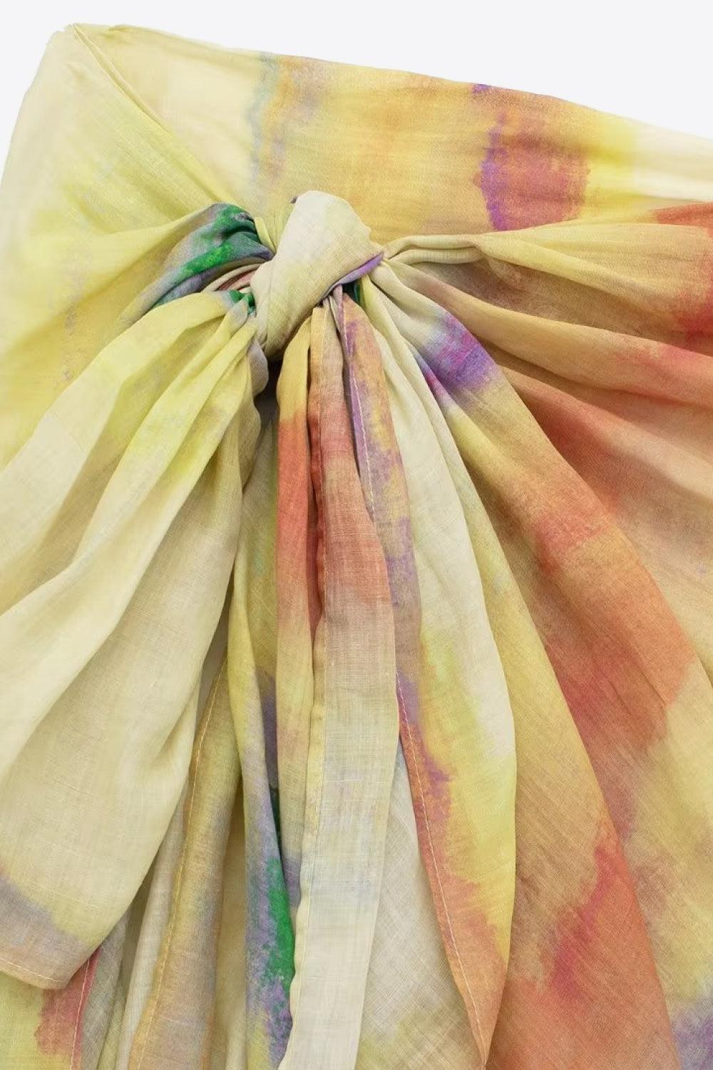 Kvinnors T-shirt Set Långa Ärmar Knyt Kjol 100% Bomull 6