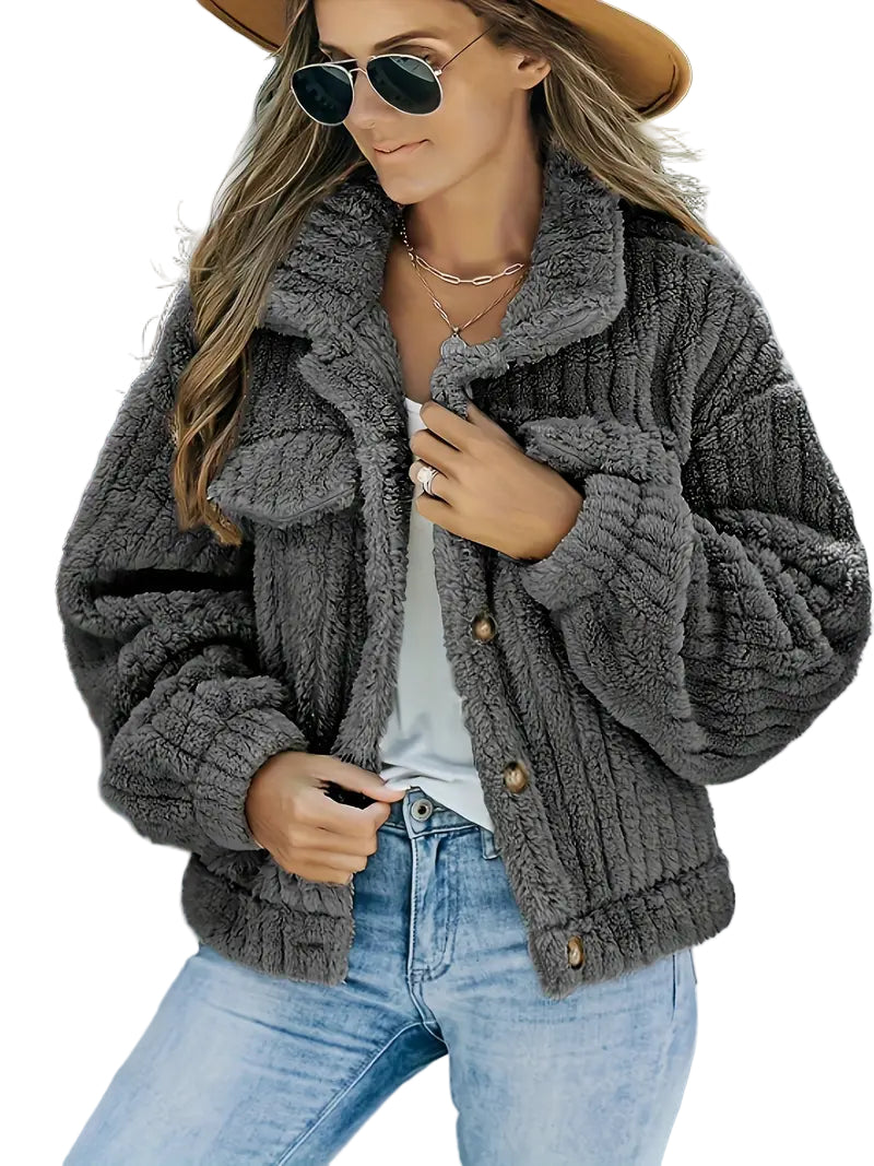 Kvinnors Truckerjacka i Fuskpäls 0