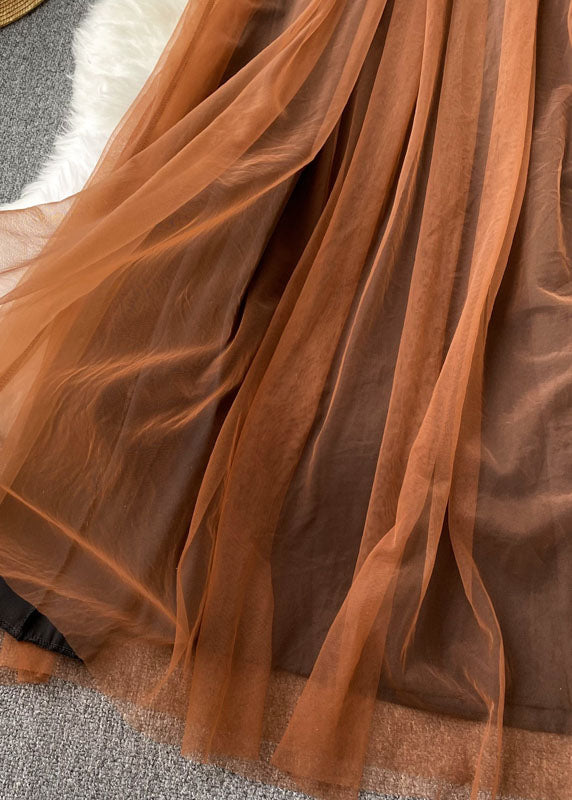 Kvinnors Tulle Klänning Fyrkantig Krage Lanternärm 4