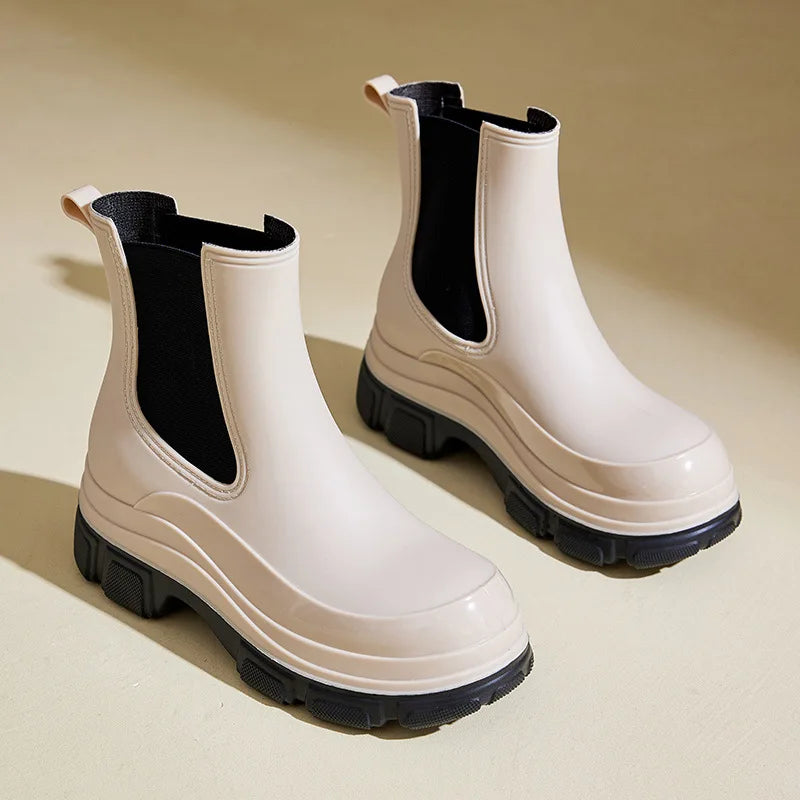 Kvinnors Vattentäta Chelsea Boots Chunky Sula 0