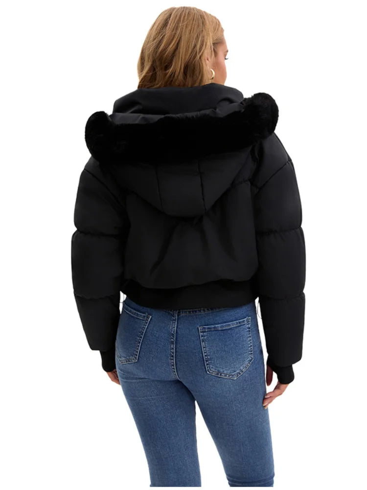 Kvinnors Vinterjacka Quiltad med Huva 6