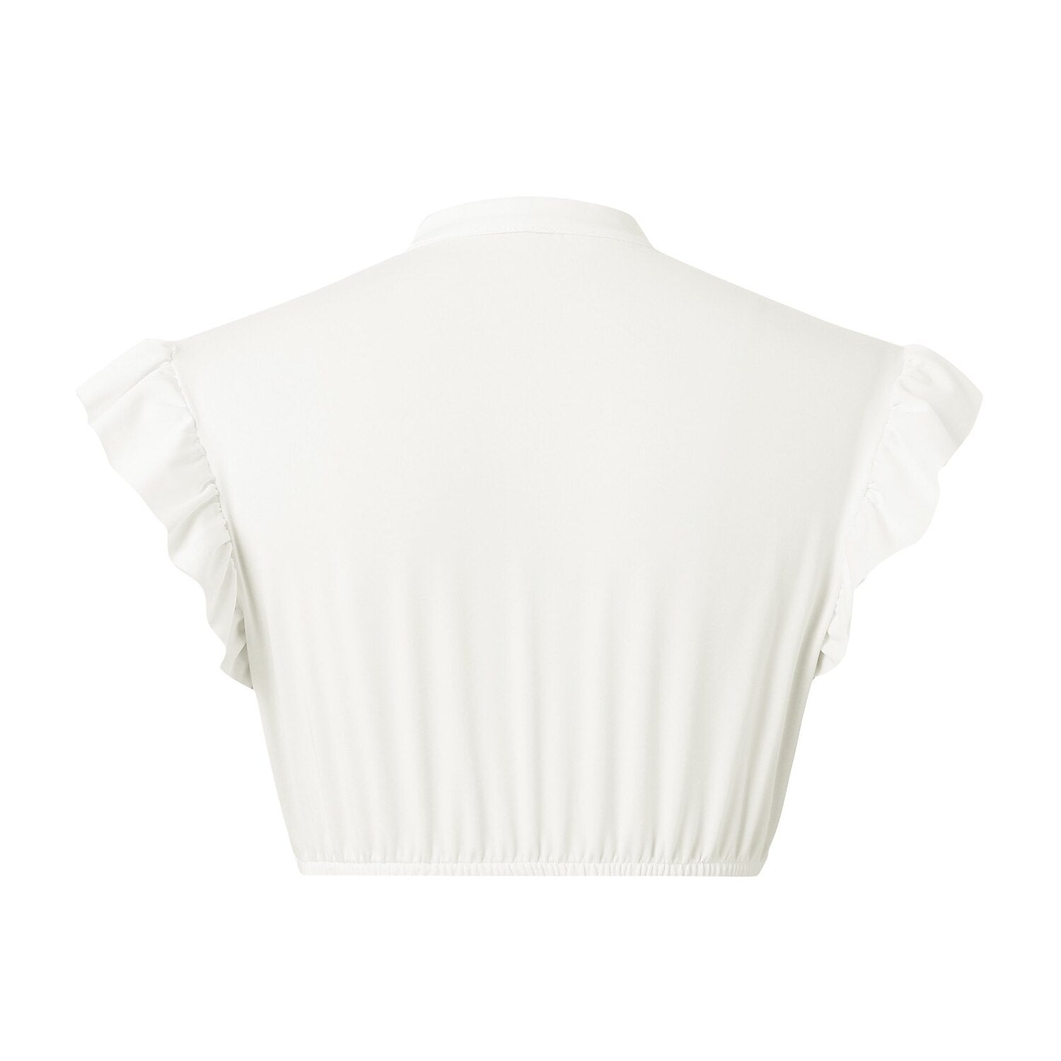 Kvinnors Vit Blus med Volangärmar i Traditionell Stil 8