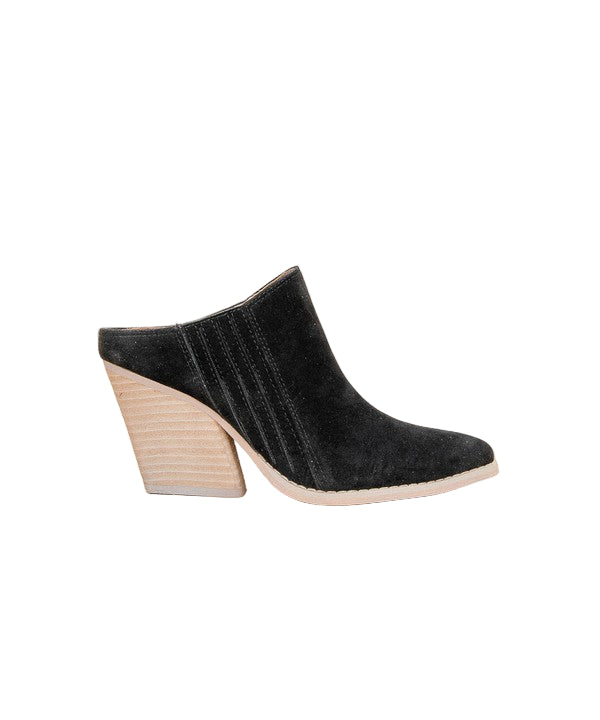 Kvinnors Wedge Mule Chunky Hill Öppen Bak Svart 0
