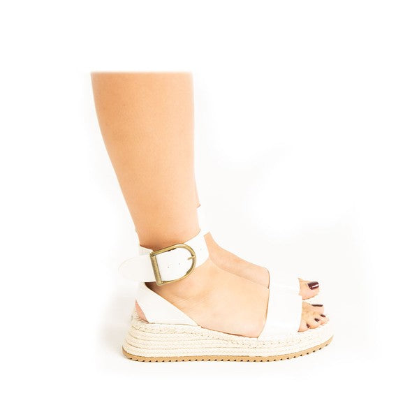 Kvinnors Wedge Sandal med Ankelrem Vit 1