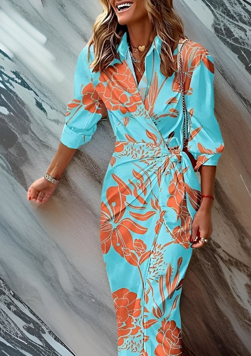 Kvinnors Wrap Klänning Tryckt Elegant 10