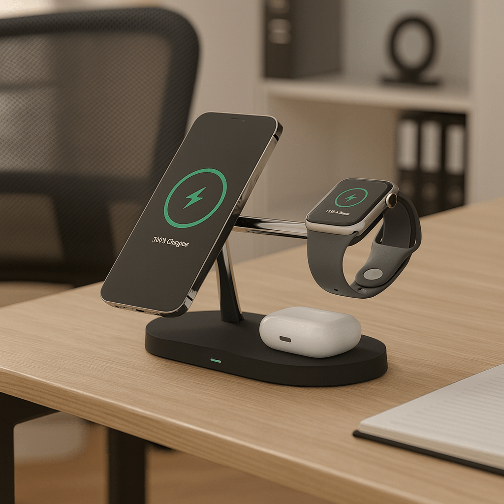 Laddningsstation för iPhone, Apple Watch och AirPods Med Snabbladdning 0