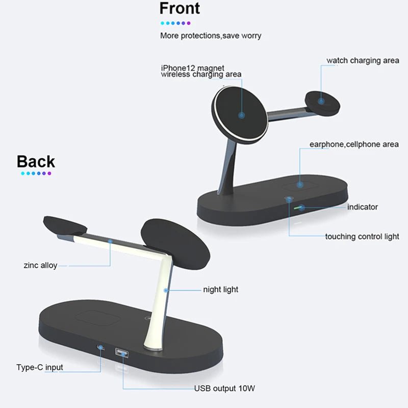 Laddningsstation för iPhone, Apple Watch och AirPods Med Snabbladdning 7