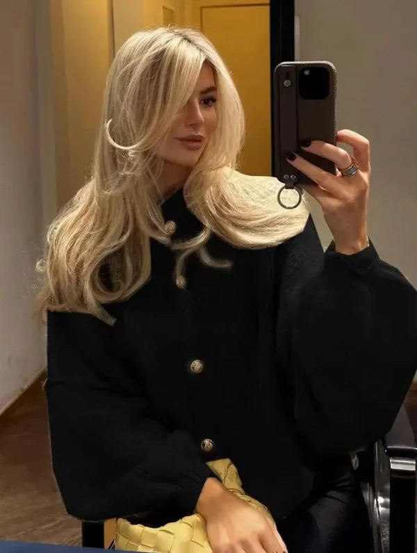 Lång Kofta Dam Oversized Knappfront Cardigan 4