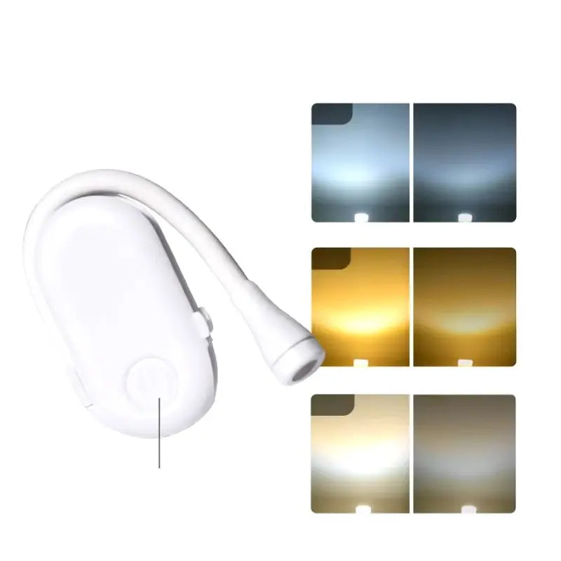 Läslampa Bok Klämma Uppladdningsbar Batteridriven Med Mjuk Belysning 3