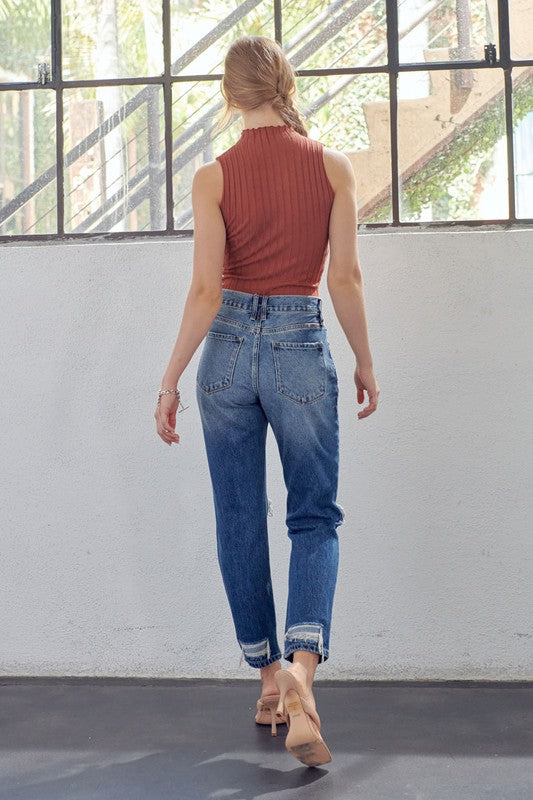 Mamma Jeans Hög Midja Denim Mörk 3