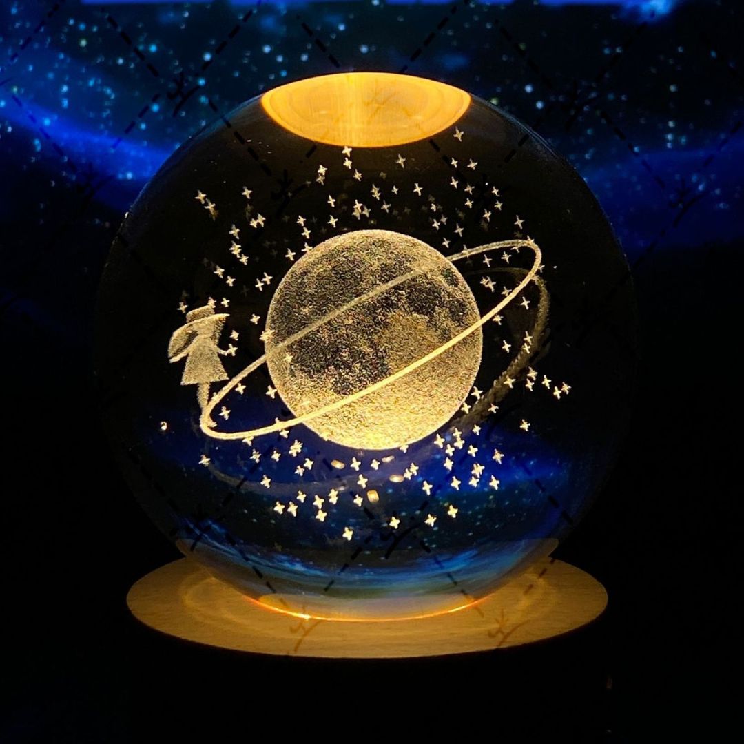 Månkristallkula med LED-belysning 23