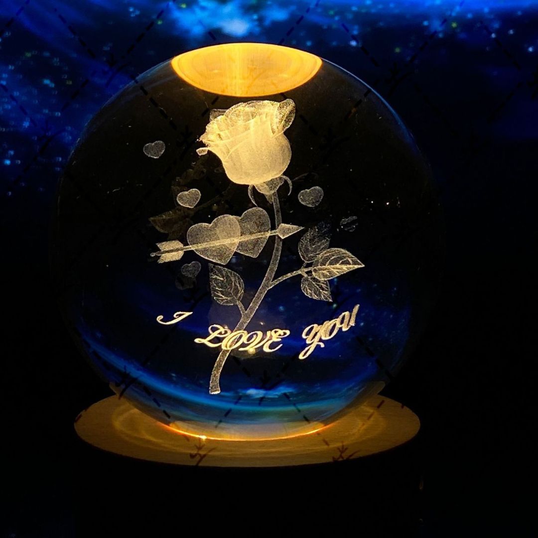 Månkristallkula med LED-belysning 27