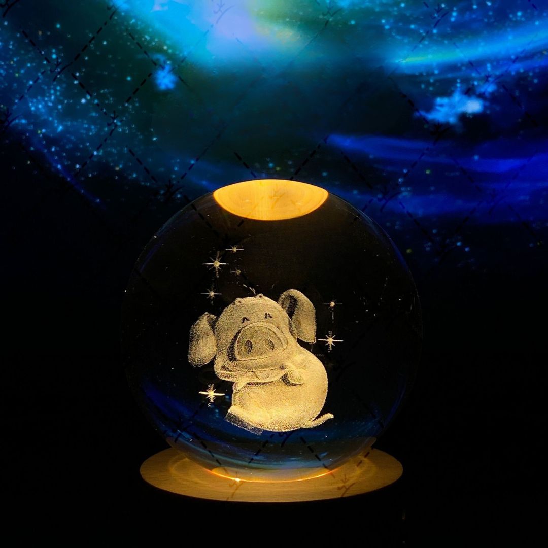 Månkristallkula med LED-belysning 28