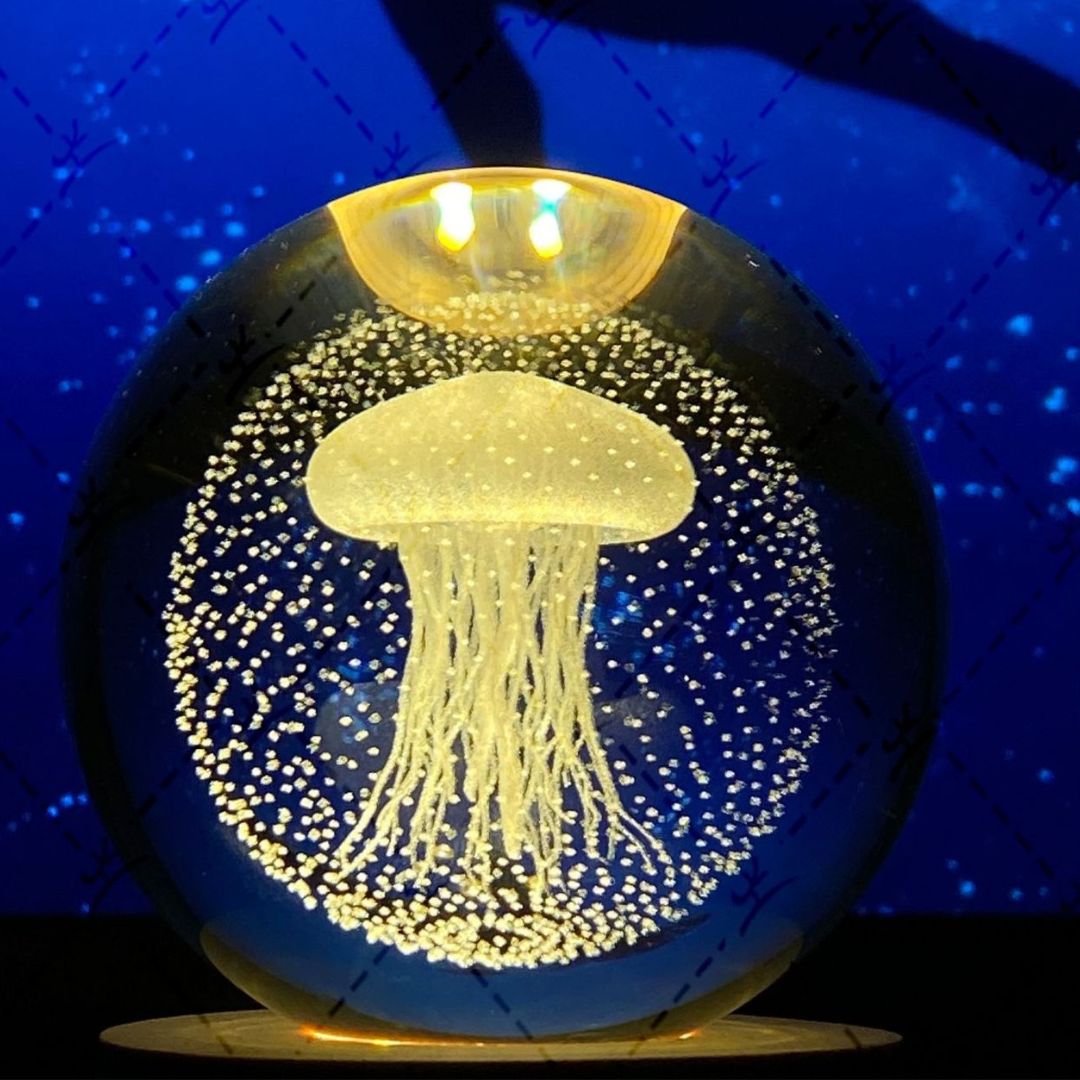Månkristallkula med LED-belysning 48