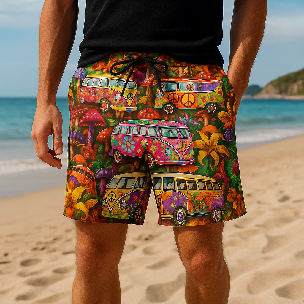 Mäns Badshorts med Graffiti Design 1