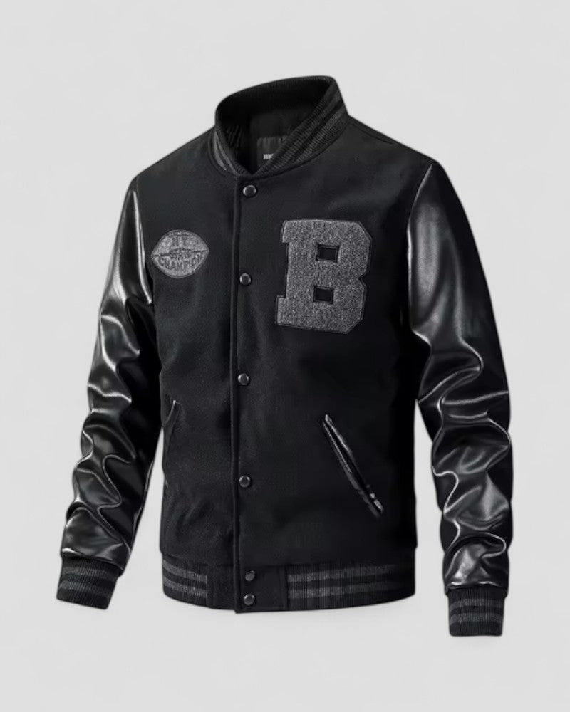 Mäns Bomberjacka Streetwear Casual Stil med Varsity-Inspirerade Detaljer 1