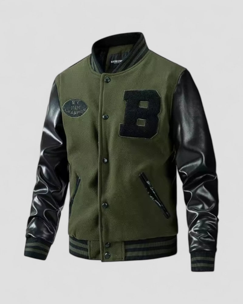 Mäns Bomberjacka Streetwear Casual Stil med Varsity-Inspirerade Detaljer 3