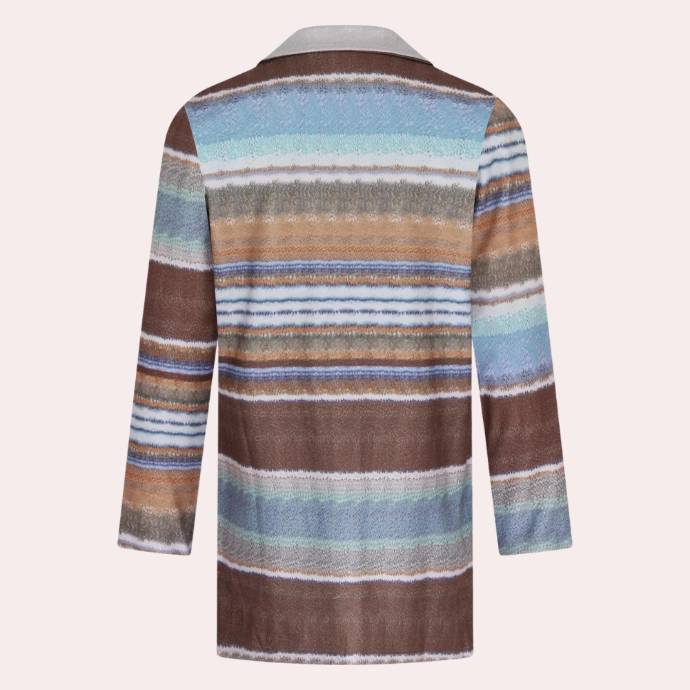 Mäns Cardigan med Färgglada Striber och Sjal-krage 2