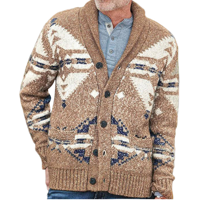 Mäns Cardigantröja med Geometriskt Mönster 0