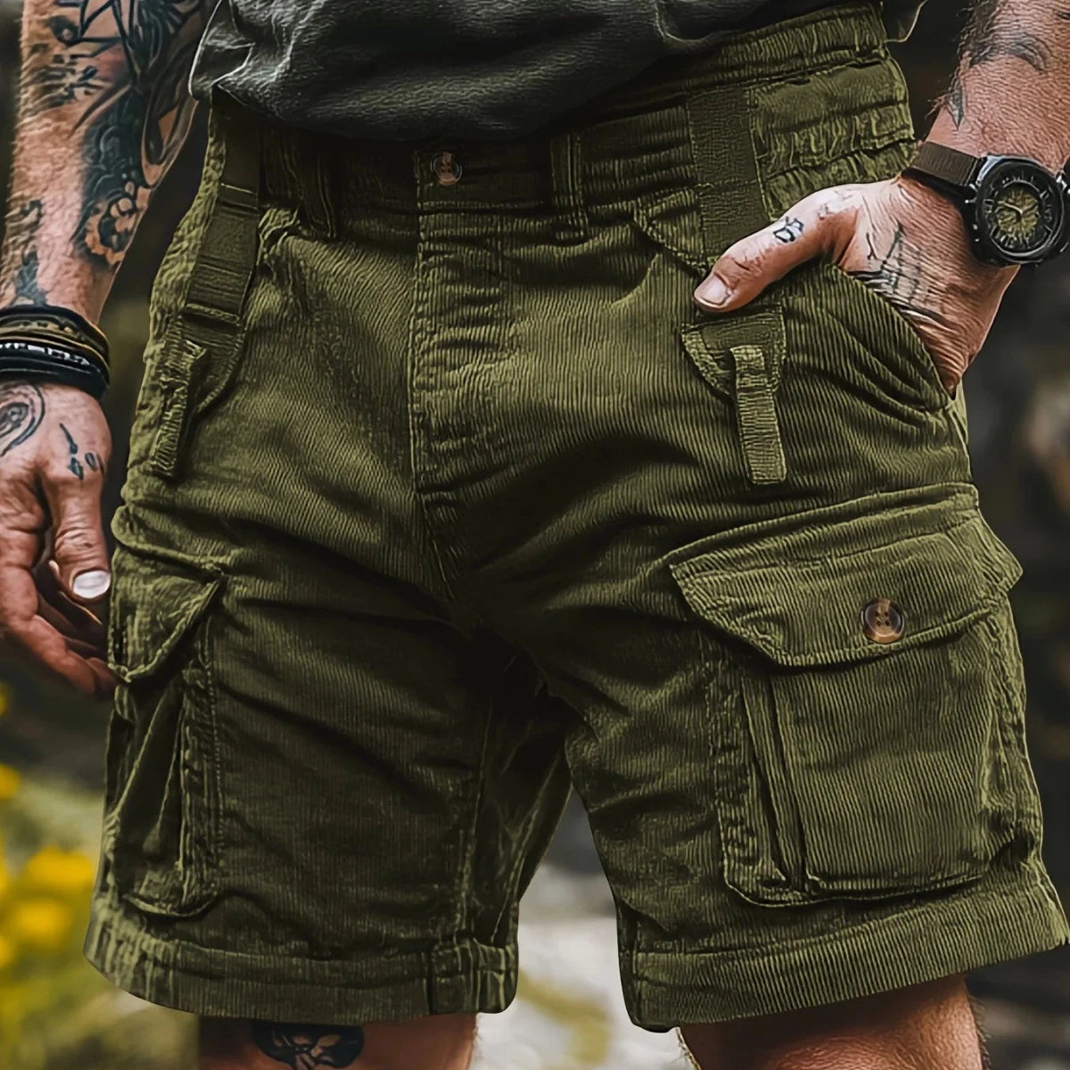 Mäns Cargo Bermuda Shorts Retro Stil 4