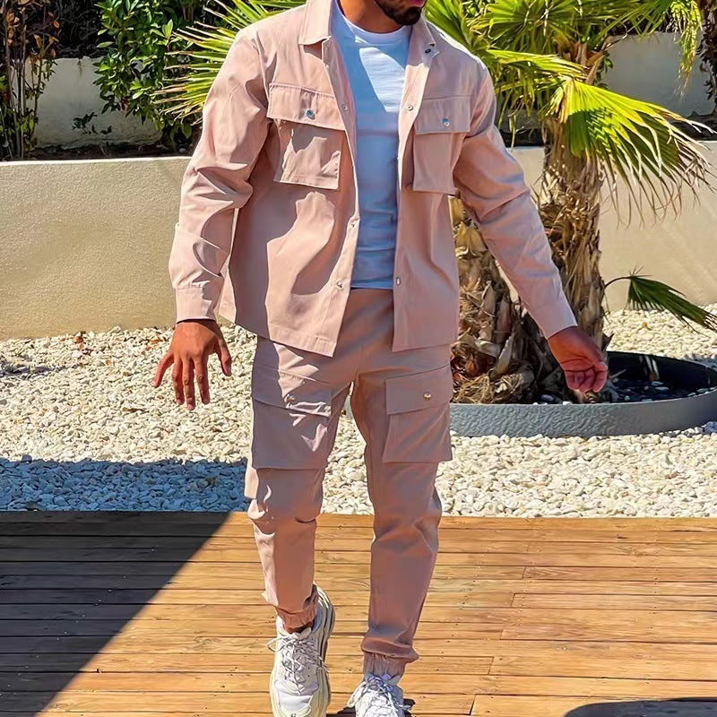 Mäns Cargo Suit Sportig Design 2