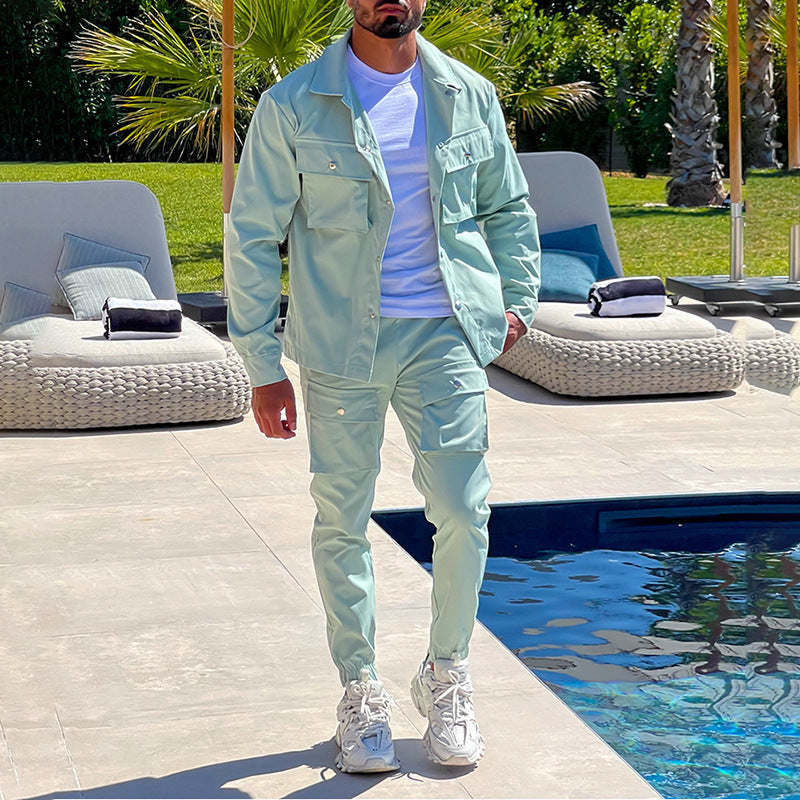 Mäns Cargo Suit Sportig Design 4