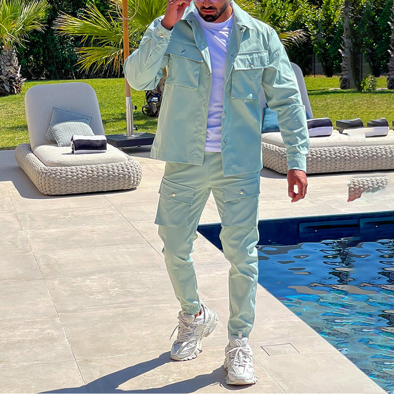 Mäns Cargo Suit Sportig Design 5