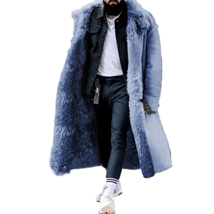 Mäns Lång Vinterkappa med Praktiska Detaljer 1