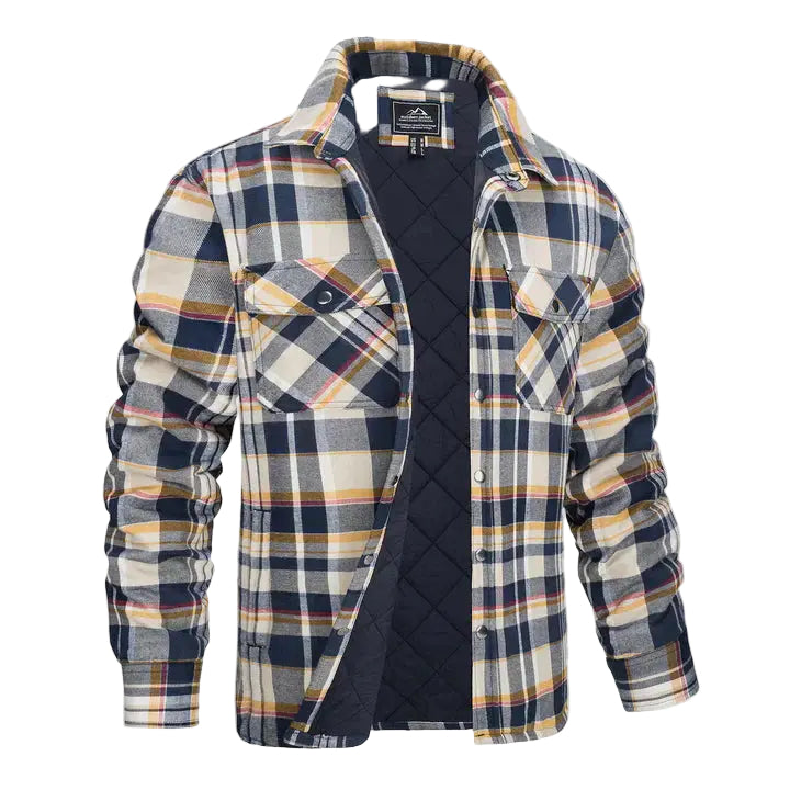 Mäns Långärmad Rutig Skjortkavaj Modern Stil 0