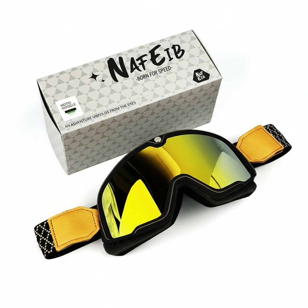 Mäns Motorcykelglasögon Retro Stil Hjälmkompatibla 0