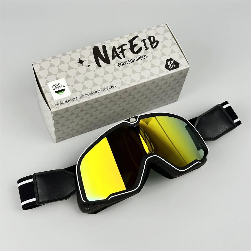Mäns Motorcykelglasögon Retro Stil Hjälmkompatibla 5